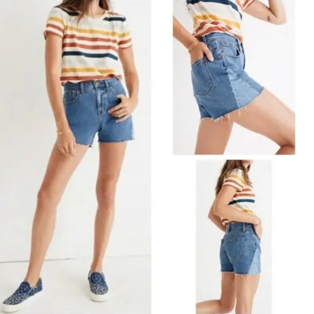 Madewell high rise denim shorts‎ raw hem blue size 27